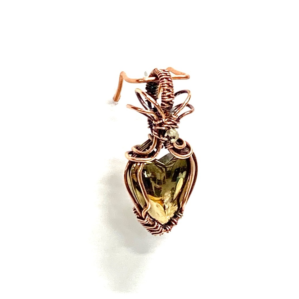 HANDCRAFTED Pyrite Heart Hand Wrapped Copper Dainty Heart, Valentines Gift Girl - Picture 8 of 10